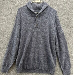 J.Crew Mens Shawl Collar Sweater Blue Marled Knit Pullover, XL, New with tags